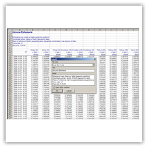 Alcyone Ephemeris: Data Export to Excel