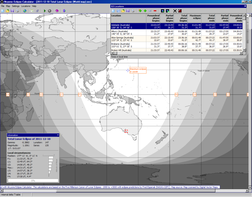 Alcyone Eclipse Calculator screenshot